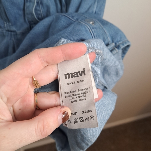 Mavi Medium Wash Denim Button Up Short Sleeve Mercy Shirt Mini Dress Size XS - Picture 9 of 11